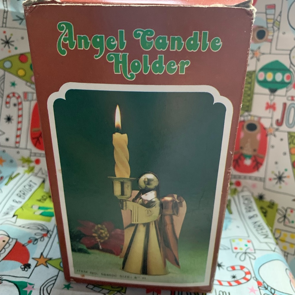 Vintage 70’s brass angel candle holder!